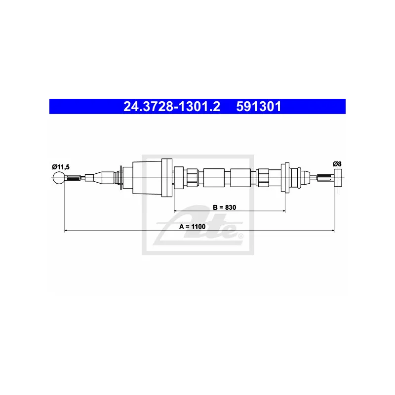 Tirette à câble, commande d'embrayage ATE 24.3728-1301.2