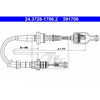 Tirette à câble, commande d'embrayage ATE 24.3728-1706.2