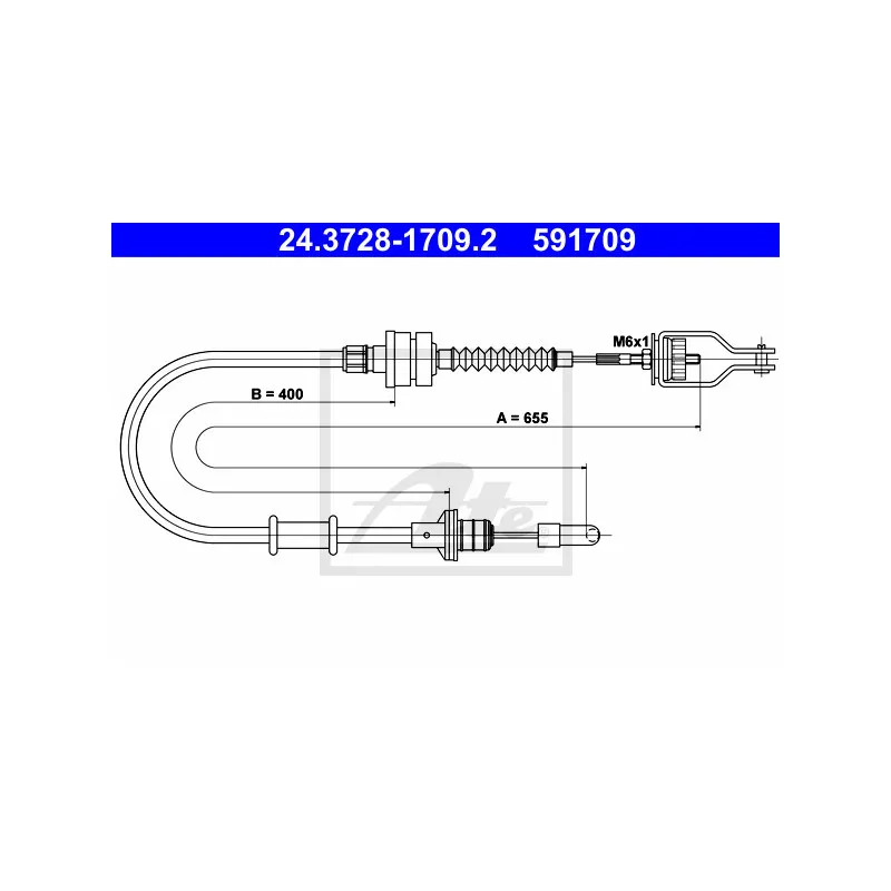 Tirette à câble, commande d'embrayage ATE 24.3728-1709.2