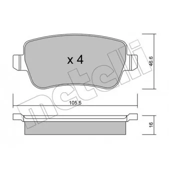 Jeu de 4 plaquettes de frein arrière METELLI 22-0706-0