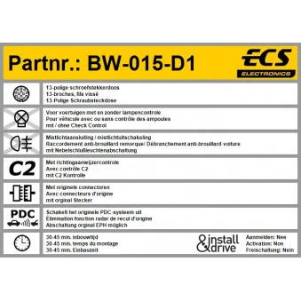 Kit électrique, dispositif d'attelage ECS BW-015-D1