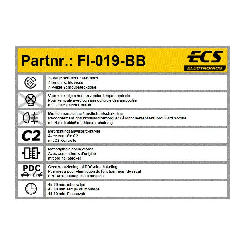 Kit électrique, dispositif d'attelage ECS FI-019-BB