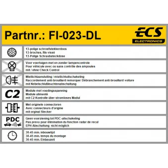 Kit électrique, dispositif d'attelage ECS FI-023-DL