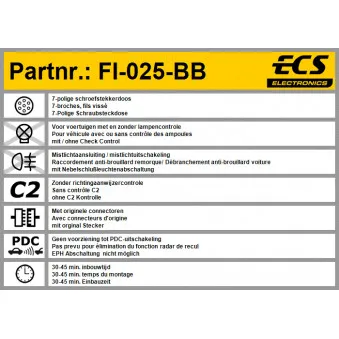 Kit électrique, dispositif d'attelage ECS FI-025-BB