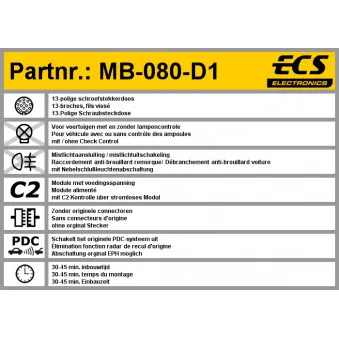 Kit électrique, dispositif d'attelage ECS MB-080-D1