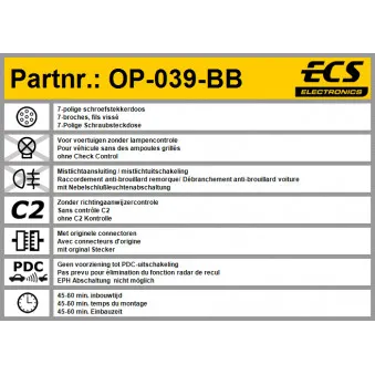 Kit électrique, dispositif d'attelage ECS OP-039-BB