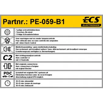 Kit électrique, dispositif d'attelage ECS PE-059-B1