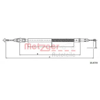 Tirette à câble, frein de stationnement METZGER 10.4739