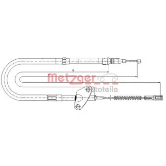 Tirette à câble, frein de stationnement arrière gauche METZGER 10.9872
