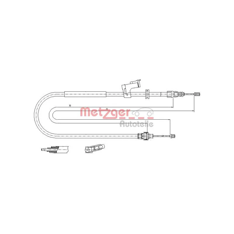 Tirette à câble, frein de stationnement arrière droit METZGER 11.5495