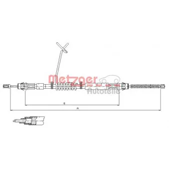 Tirette à câble, frein de stationnement arrière gauche METZGER 11.5575