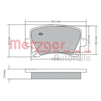 Jeu de 4 plaquettes de frein arrière METZGER 1170005
