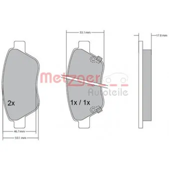 Jeu de 4 plaquettes de frein avant METZGER 1170057