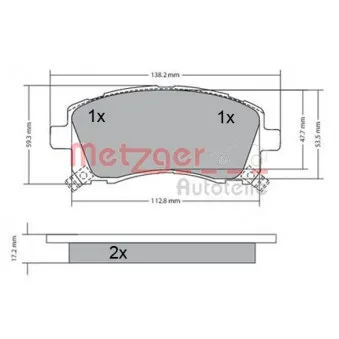 Jeu de 4 plaquettes de frein avant METZGER 1170416