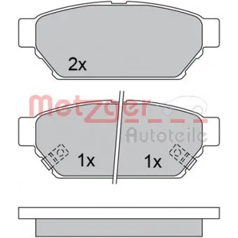 Jeu de 4 plaquettes de frein arrière METZGER 1170492