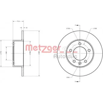 Jeu de 2 disques de frein arrière METZGER 6110011