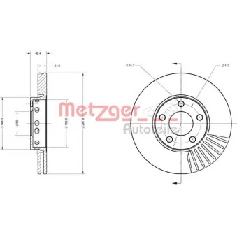 Jeu de 2 disques de frein avant METZGER 6110016