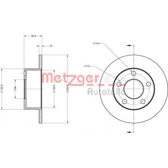 Jeu de 2 disques de frein arrière METZGER 6110017