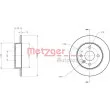 Jeu de 2 disques de frein arrière METZGER 6110022 - Visuel 1