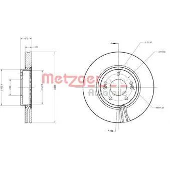 Jeu de 2 disques de frein avant METZGER 6110155