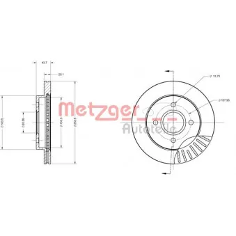 Jeu de 2 disques de frein arrière METZGER 6110157