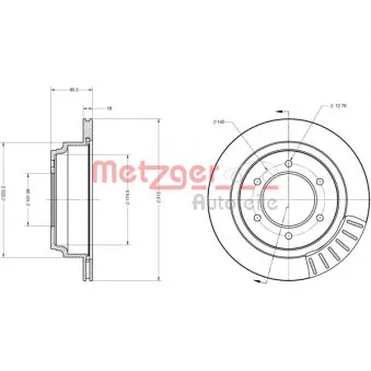 Jeu de 2 disques de frein arrière METZGER 6110158