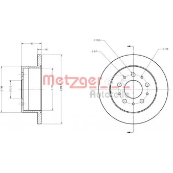 Jeu de 2 disques de frein arrière METZGER 6110163