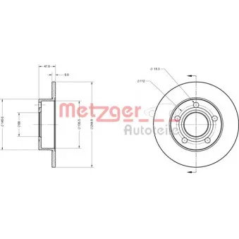 Jeu de 2 disques de frein arrière METZGER 6110168