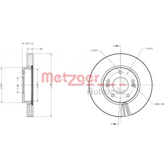 Jeu de 2 disques de frein avant METZGER 6110175