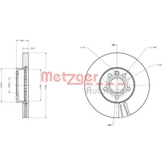 Jeu de 2 disques de frein avant METZGER 6110178