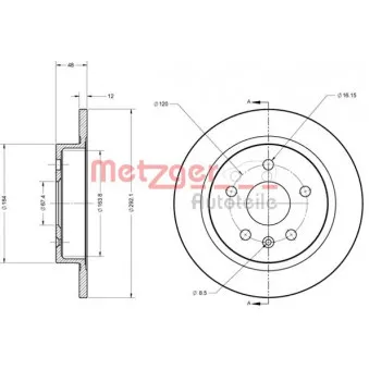 Jeu de 2 disques de frein arrière METZGER 6110188