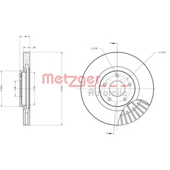 Jeu de 2 disques de frein avant METZGER 6110189