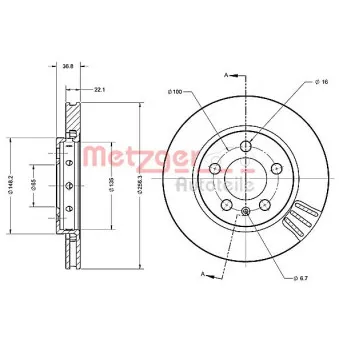 Jeu de 2 disques de frein arrière METZGER 6110190