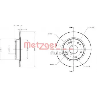 Jeu de 2 disques de frein arrière METZGER 6110199