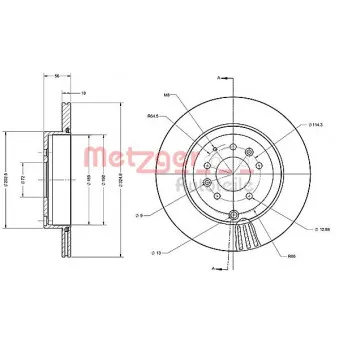 Jeu de 2 disques de frein arrière METZGER 6110228