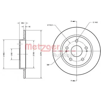 Jeu de 2 disques de frein arrière METZGER 6110234