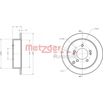 Jeu de 2 disques de frein arrière METZGER 6110236