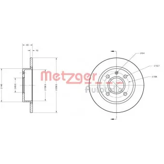 Jeu de 2 disques de frein avant METZGER 6110243