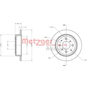 Jeu de 2 disques de frein arrière METZGER 6110244