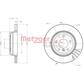 Jeu de 2 disques de frein arrière METZGER 6110259