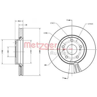 Jeu de 2 disques de frein avant METZGER 6110264