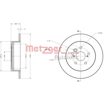 Jeu de 2 disques de frein arrière METZGER 6110272