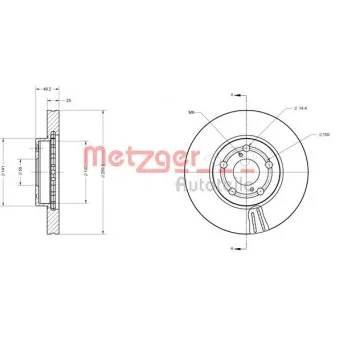 Jeu de 2 disques de frein avant METZGER 6110280