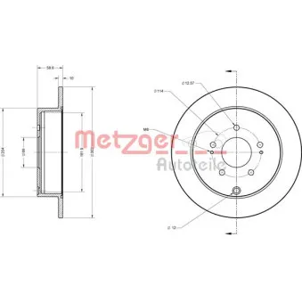 Jeu de 2 disques de frein arrière METZGER 6110284