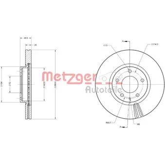 Jeu de 2 disques de frein avant METZGER 6110295