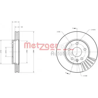 Jeu de 2 disques de frein avant METZGER 6110296