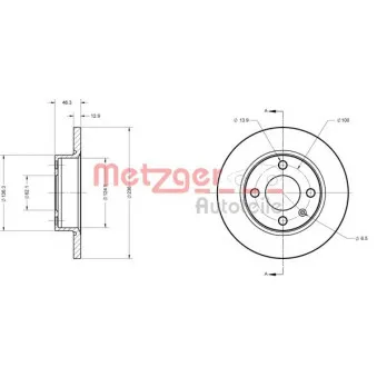 Jeu de 2 disques de frein avant METZGER 6110309