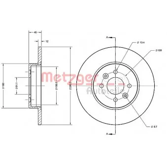 Jeu de 2 disques de frein arrière METZGER 6110321