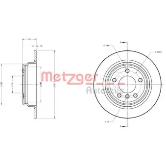 Jeu de 2 disques de frein arrière METZGER 6110322