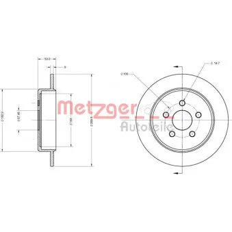 Jeu de 2 disques de frein arrière METZGER 6110333